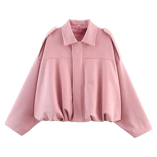 Womens Leather Bomber Jacket Faux Suede Oversized Style