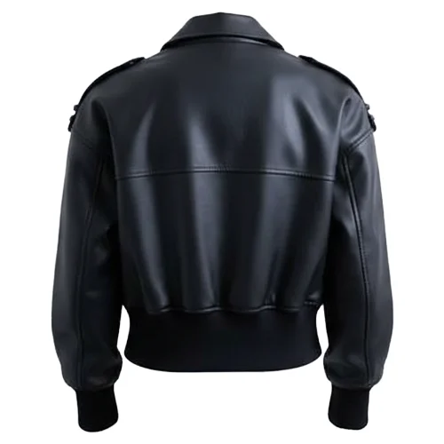 Womens Leather Bomber Jacket Faux Leather Ovoid Sleeve