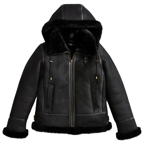 Womens Shearling Bomber Jacket Premium Vault Leather